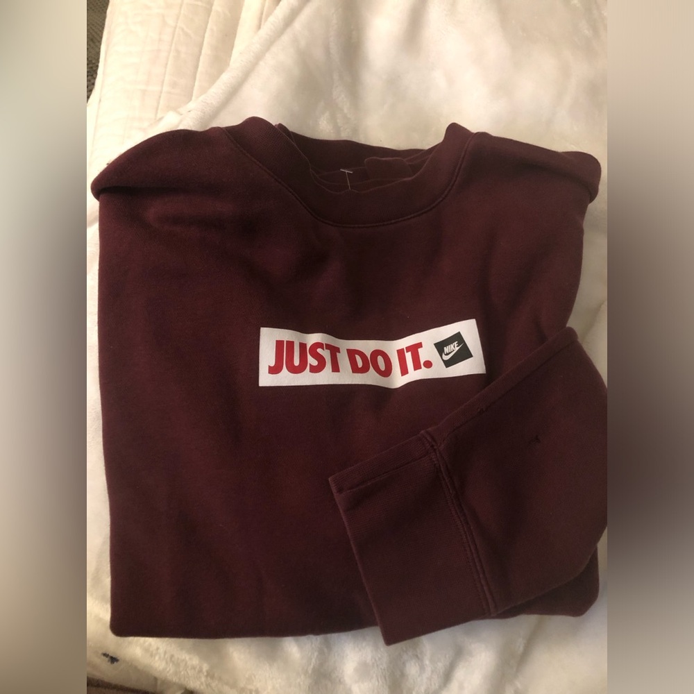 Vintage Nike Men's Maroon "Just Do It." Crewneck Sweatshirt